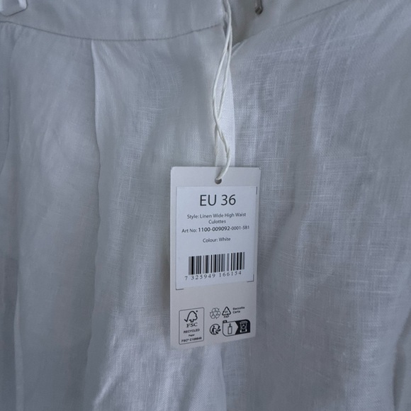 N A-K D     White Linen High-Waist Culottes size 6 NWT - Picture 11 of 16